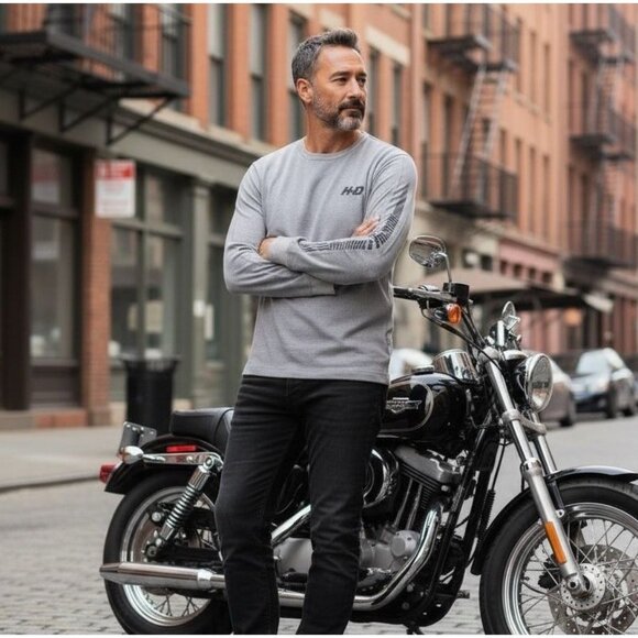 Harley-Davidson Other - Harley Davidson Size XL Embroidered Logo Long Sleeve Gray Mens Motorcycle Shirt